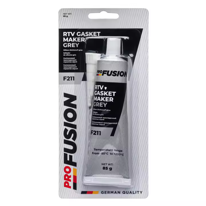 ProFusion Silicona de Juntas Motor - Sellador de Silicona para Automoción Industria - Alta Temperatura hasta 220° С - RTV F211 Silicone Gasket Maker - Color Gris - Tubo 85g - 1