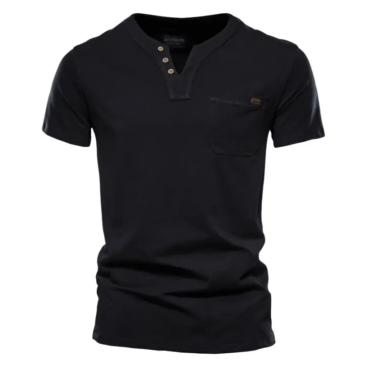 Camiseta informal japonesa de verano para hombre, Camiseta deportiva a la moda, Camiseta ajustada con bolsillo de algodón, camiseta de manga corta para hombre - 1