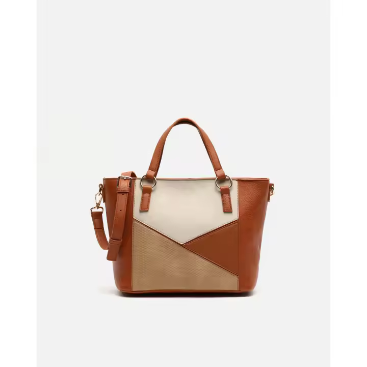 Ofeli-1 bolso tote mediano con asa bandolera extraíble y estampado patchwork - 1