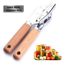 Abrebotellas Ergonómica De Acero Inoxidable Con Mango De Madera Profesional Abrejars Y Botellas Manual Accesorio De Cocina - details 2
