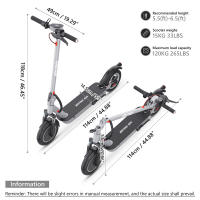 Patinete Eléctrico Plegable IENYRID 1, Motor 250W, Batería 36V 12.5Ah, Neumáticos 10 pulgadas, Velocidad Máxima 25 km/h, Autonomía 35 km, Freno Eléctrico Frontal + Freno Disco Trasero, Horquilla Suspensión Delantera, para Uso Urbano al Aire Libre - details 12