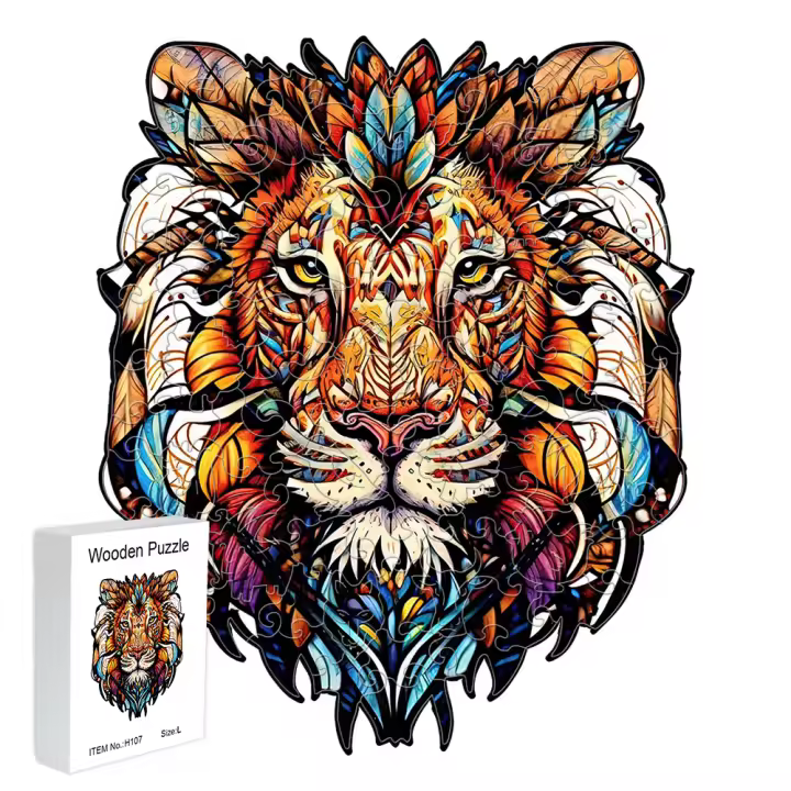 Rompecabezas De Madera 3D De Animal Tigre Rey Para Adultos Hombres Y Mujeres Decoración Personalizada Para El Hogar Alivio Del Estrés Entretenimiento Interactivo Festivo - 1