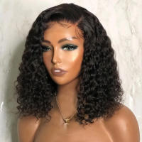 Pelucas De Encaje Frontal Transparente Rizado Onda Agua Bob Para Mujeres Peluca De Cabello Humano Brasileño T-Part Pre Escobillada - details 3