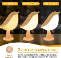 Lámpara de mesa con control tacthil, Luz regulable de 3 Vías with forma de pájaro, recargable por USB, lámpara de escritorio portátil LED para niños, Hogar, oficina, etc. - details 0