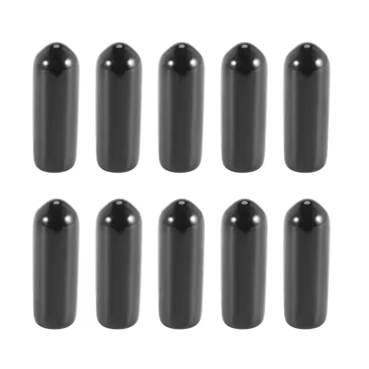 100pcs Rubber End Caps 4mm Id Pvc Round Tube Bolt Cap Cover Screw Thread Protectors Black - 1
