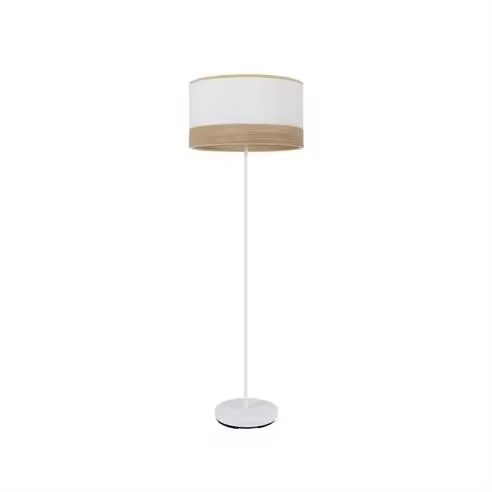 FABRILAMP Lámpara de Pie Olga 1xe27 Blanco/Madera Clara 162x40x40 Cm - Diseño Elegante - 1