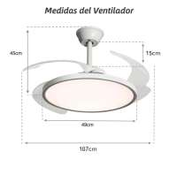 Ventilador de Techo con Luz LED 40W 107cm Control Remoto, 6 Velocidades, Temporizador Iluminación Regulable (3000K-4200K-6500K) Función Reversible, Silencioso y Eficiente - details 0