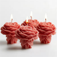 Molde De Silicona 3D Para Vela De Pilar Rosa DIY Geométrico Flor Columna Vela Aromática Molde De Ornamento De Plaster Regalo Hecho a Mano Decoración De Boda - details 7