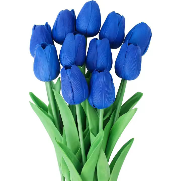 Flores artificiales, tulipán falso, material de látex, tacto real para boda, hogar, hotel, fiesta, decoración y decoración de bricolaje (azul real, 10 unidades, 10 unidades) - 1