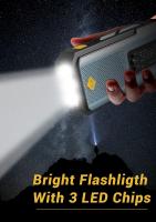 Radio Manual de emergencia con manivela y innica de 3 LED, Radio meteorológica portátil AM/FM/NOAA con Cargador de teléfono, Radio solar con Carga USB para acampar en interiores Exterior, Alarma SOS - details 2