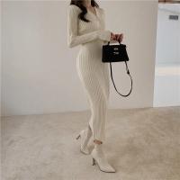 Vestido Bodycon Elegante Para Mujer Con Botones Y Cuello En V De Terciopelo Suave Manga Larga Estilo Oficina Otoño Invierno - details 6