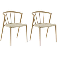 HOMCOM Pack de 2 Sillas de Comedor con Asiento de Cuerda de Papel Sillas de Cocina Apilables Estilo Moderno Carga 120 kg 51x51x71 cm Roble y Crema - details 0