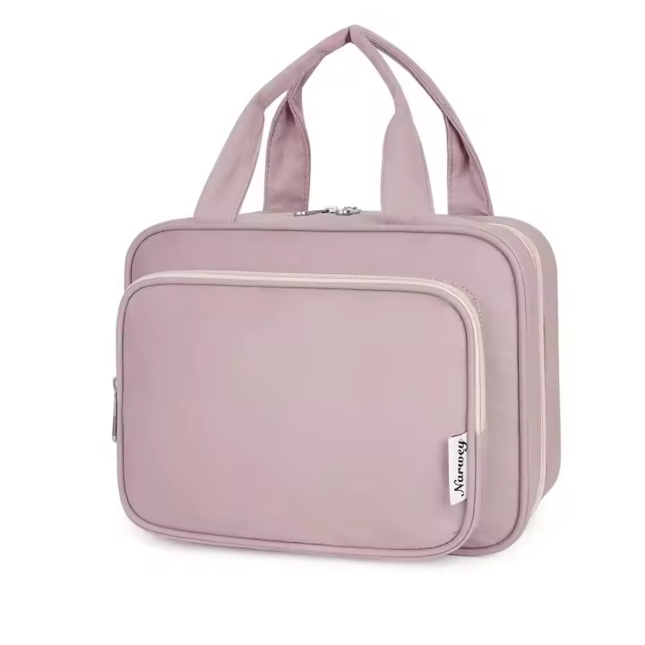 Neceser de viaje colgante para mujer, organizador de accesorios de maquillaje, color rosa empolvado - Tamaño mediano - 1