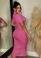 Vestido De Crochet Para Mujer De Corte Bodycon Con Manga Regular Y Cuello En V Vestido Fino Y Ajustado De Pierna Para Calle Moda Hipster - details 35