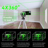Nivel láser 4D de 16 líneas, autonivelante de línea verde 360°, niveles horizontales y verticales ﻿Nivel lazer, herramienta de nivelación de batería recargable por USB,Ip54 a prueba de polvo, impermeable, a prueba de terremotos, confiable y resistente - details 0