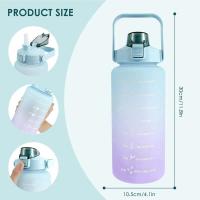 Botella De Agua Deportiva Grande 2L Sin Bisfenol a Portátil Para Exteriores Con Pajita Elástica Termoacumuladora Mate Gradiente - details 2