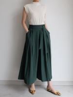 Falda Midi A-Line Elegante De Cintura Alta Para Mujer REALEFT Con Bolsillos Estilo Coreano Casual Suelta Y Solidaria Con Cinturón - details 5