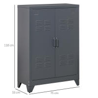 HOMCOM Armario Metálico de Almacenamiento con Doble Puerta de Bisagras y 2 Baldas Ajustables Multiusos para Oficina Salón Dormitorio 75x33x110 cm Gris - details 2