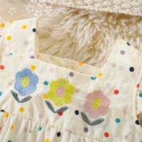 Conjunto De Verano Para Bebé Niña Con Bordado De Puntos Y Flores Coloridas Camiseta De Algodón Con Mangas Cortas Estilo Dulce Y Lindo Para Crawler - details 3