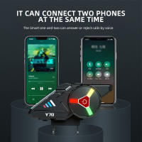 Auriculares Para Casco Motocicleta Bluetooth 5.3 Y70 Con Luz RGB IP66 Impermeable Soporta Conectar Dos Teléfonos Simultáneamente - details 13