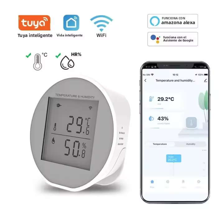 Sensor De Temperatura Y Humedad WIFI Tuya Sensor De Humedad Para El Hogar Compatible Con Alexa Y Google Assistant Medidor Inteligente De Ambiente - 1