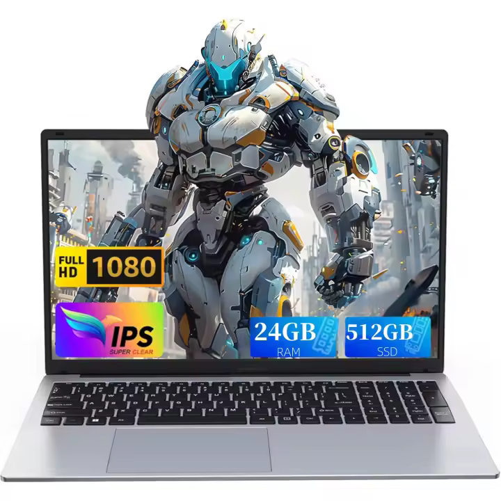 VANWIN Portátil 15,6 "con 24GB de RAM + 512GB SSD (Intel I3 5005U 12 y 16 Hilos), IPS 1920*1080 Pantalla, 11 Pro Windows, 4500mAh, WiFi5, BT5.0, HDMI, USB 3,2*2, RJ 45*1, Quad Channel soporte estéreo, Teclado retroiluminado with texto en Español - 1