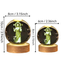 Lámpara De Decoración Con Base De Madera Y Globito De Vidrio Religioso De Jesús Luz Nocturna Diametro 2.36" O 3.15" Regalo De Cumpleaños Para El Hogar Y Escritorio - details 6