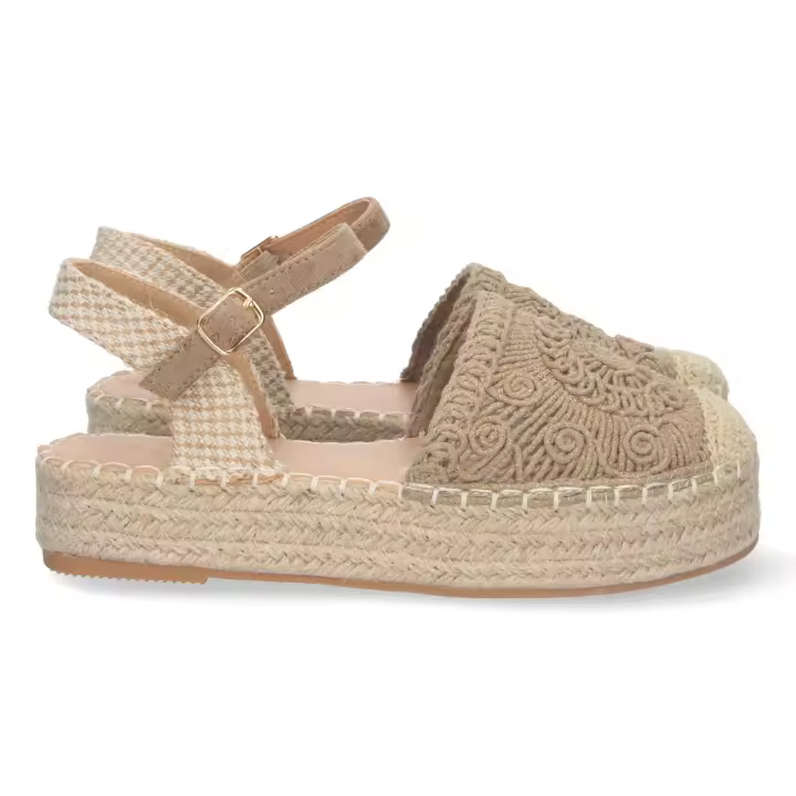 PuntoSalao Alpargatas de plataforma en yute y hebilla mujer color kaki TF3307 - 1