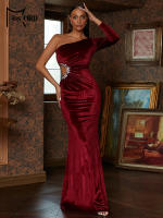 Vestido De Noche Elegante De Veludo Negro Con Diamantes Y Hombro Solo Para Mujer Vestido Slim Para Fiesta De Premiación Y Eventos Elegantes - details 13