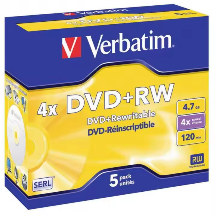 Verbatim Dvd+rw 4x Caja Ancha Mod.43228 Regrabable ( Precio X 5 Unidad ) - 1