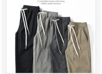 Pantalones De Corduroy Recto Para Hombre En Caqui Negro Gris Con Cintura Elástica Estilo Casual Suave Y Elástico Talla Baggy - details 3
