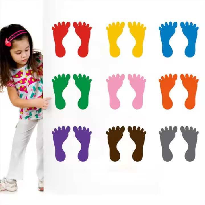 pares de pegatinas de huellas para suelo, pared y escaleras para guiar las direcciones - 1