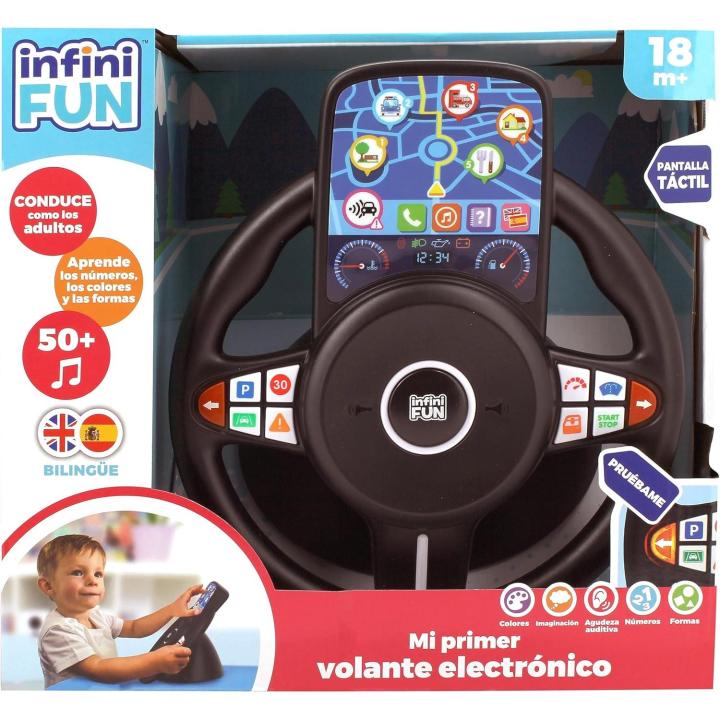 Cefa Toys - Infinifun Mi Primer Volante Electrónico, Incluye Juegos de Simulación de la Conducción, Números, Formas, Colores y Lugares, Bilingüe Español-Inglés, para Niños a Partir de los 18 Meses (I21501ES1)