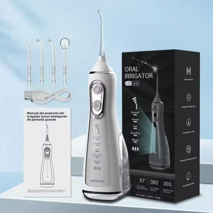 Rinser Oral Recargable IPX7 Impermeable Con 5 Modos Jetable De Agua Dental Fregador De Dientes Potente Y Continuo - 1