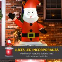 HOMCOM Papá Noel Hinchable con Chimenea Navidad Hinchable con 2 Luces LED e Inflador Eléctrico Decoración Navideña para Exteriores Interiores 80x70x210 cm Multicolor - details 3