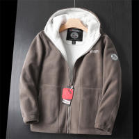 Chaqueta De Piel De Oveja Gruesa Para Hombres Invierno 2024 Casual Cuello En V Cierre De Cremallera Manga Regular Con Capucha Diseño De Moda Adecuada Para Esquí Y Exterior - details 4