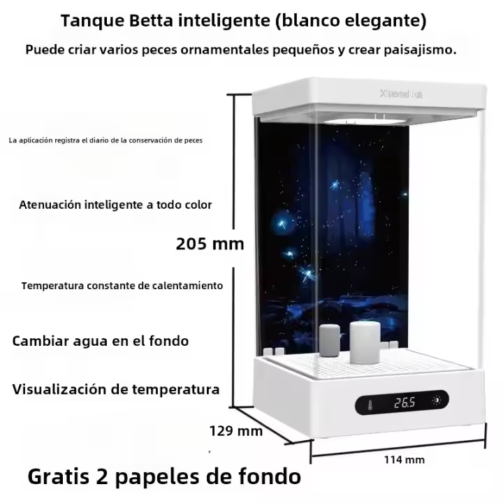 Acuario Pequeño Para Betta Con Sistemas De Recirculación Automática Ecológico Mini Desktop Para Escritorio Marca NoEnName_Null Material Plástico Volumen 2L - 1