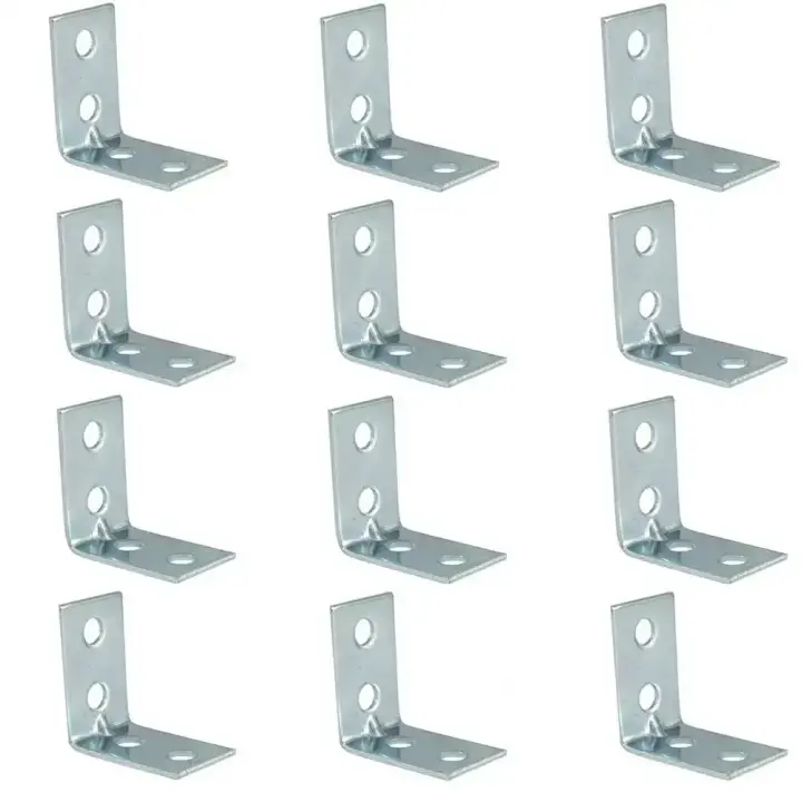 12pcs L-Angulo Estante De Gabinete De Metal Angulo Recto Fijador De Esquina Herramienta De Muebles Para Armarios Y Estantes - 1