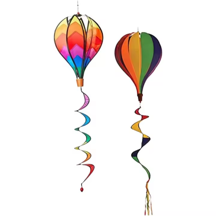 Globos aerostáticos realistas con colgantes de molino de viento, paquete de 2, decoraciones en espiral para jardín, fáciles de instalar, para exteriores. - 1