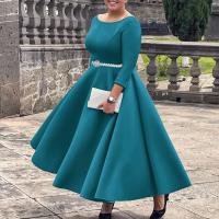 Vestido De Lujo Para Mujer Con Cuello Redondo Manga Larga Cinturado A-Linea Hasta El Tobillo Elegante Vestido De Cumpleaños - details 38