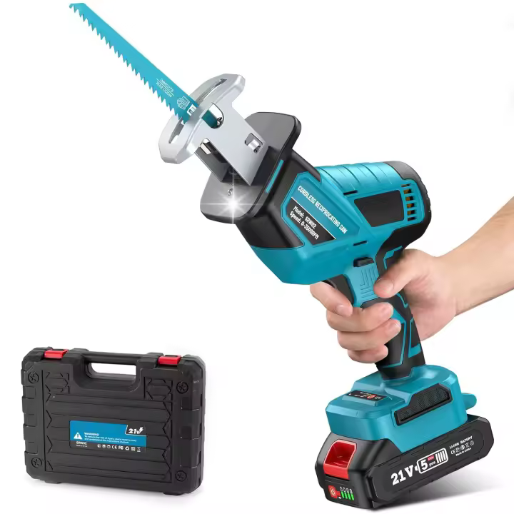 Sierra recíproca sin escobillas de 3600w y 12000spm, motosierra inalámbrica, herramientas de corte de madera con hoja de sierra para batería de 21V y 18V - 1