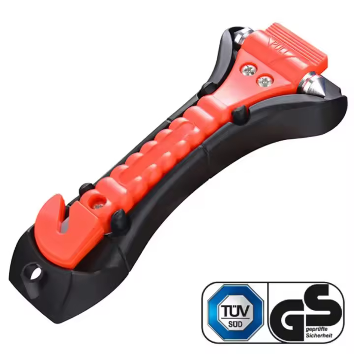 Martillo De Supervivencia 2-en-1 Herramienta De Rescate Para Emergencias Con Corte De Cinturón De Seguridad Y Rompe Vidrios Para Camping Y Automóviles - 1