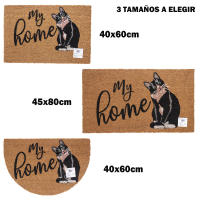 Felpudo de Coco Natural con Base Antideslizante, Absorbente para la entrada de casa, Ideal para Puerta Exterior o Pasillo. Gato My Home. 3 tamaños disponibles - details 0