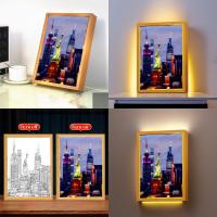 Lámpara De Pared LED De Dibujo De Ciudad Nueva York Fotografía Marco Luz Nocturna Regalo Para Amigos Decoración Del Hogar Luz De Mesa Lámpara De Luna - details 0