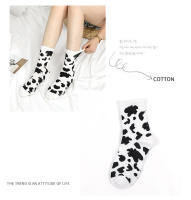 Calcetines De Grueso Estilo Casual Para Mujer Con Estampado De Vaca Divertida Blancas Y Negras Moda Callejera Patrón De Animales - details 0