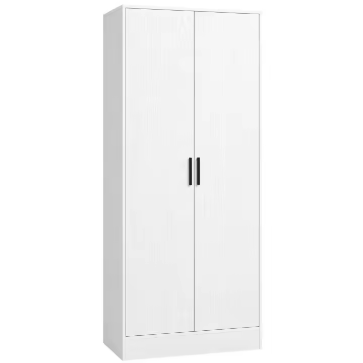 HOMCOM Armario Dormitorio Moderno, Armario Ropero con Barra para Colgar, Estantes, 70x37x164 cm, para Salón, Entrada, Blanco - 1