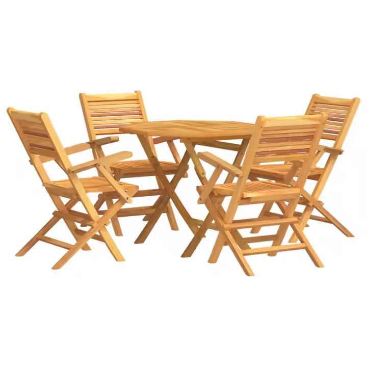 vidaXL Juego de comedor para jardín 5 piezas madera maciza de teca - 1