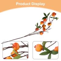 Rama De Pimienta Con Hojas Y 9 Cabezas De Pomegranato Falsas Rojas Y Naranja Para Decoración De Jardín Y Hogar Material De Seda - details 29