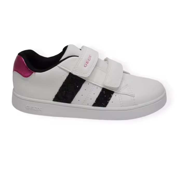 ZAPATILLA PARA NIÑA GEOX J45RLA ECLYPER.TENNIS EN COLOR BLANCO Y DETALLES EN GLITTER VON VELCROS AJUSTABLES - 1