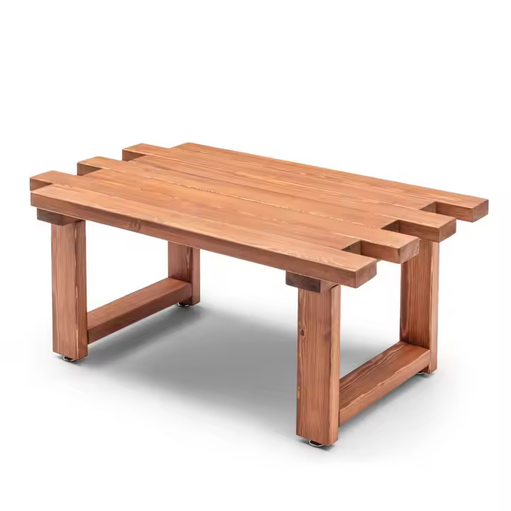 Wellhome Mesa de Centro para Jardín de Pino Macizo Estilo Rústico - 1